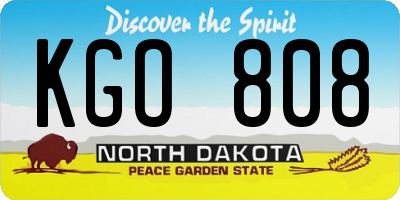ND license plate KGO808