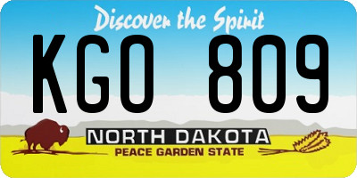 ND license plate KGO809