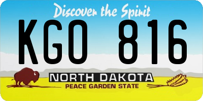 ND license plate KGO816