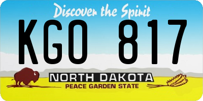 ND license plate KGO817