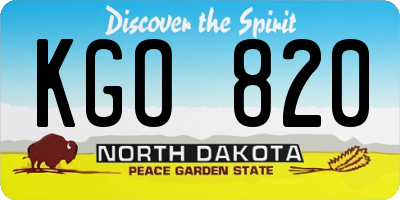 ND license plate KGO820