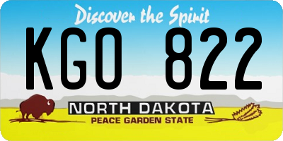 ND license plate KGO822
