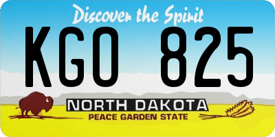 ND license plate KGO825