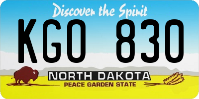 ND license plate KGO830
