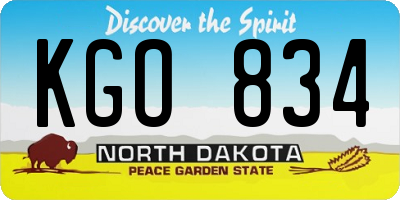 ND license plate KGO834