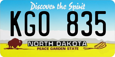 ND license plate KGO835