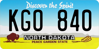 ND license plate KGO840