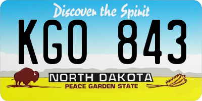 ND license plate KGO843