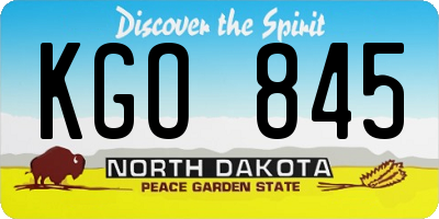 ND license plate KGO845