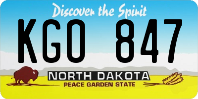 ND license plate KGO847