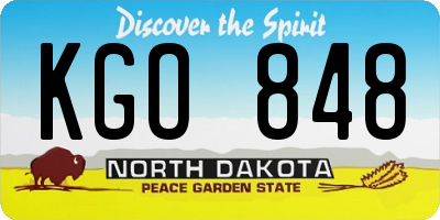 ND license plate KGO848