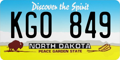 ND license plate KGO849