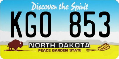 ND license plate KGO853