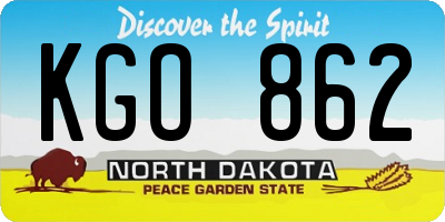 ND license plate KGO862