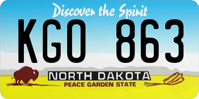 ND license plate KGO863