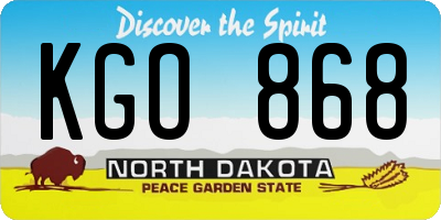 ND license plate KGO868