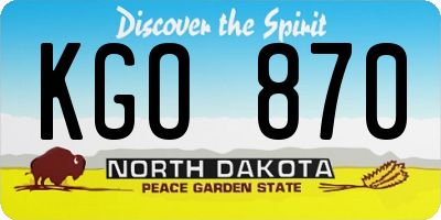 ND license plate KGO870