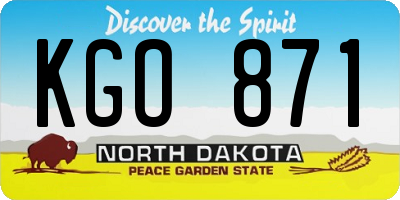 ND license plate KGO871