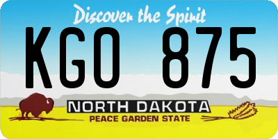 ND license plate KGO875