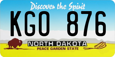 ND license plate KGO876