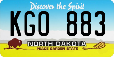 ND license plate KGO883