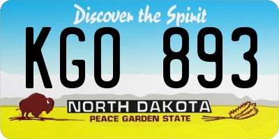 ND license plate KGO893