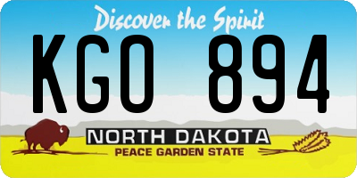 ND license plate KGO894