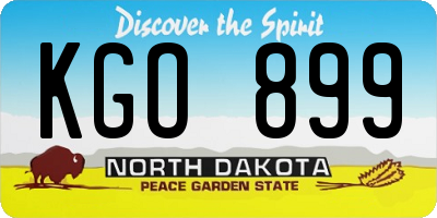 ND license plate KGO899