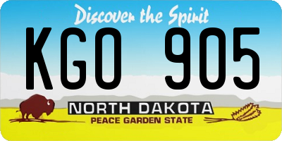 ND license plate KGO905