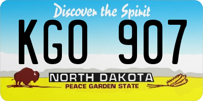 ND license plate KGO907