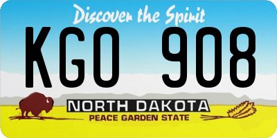 ND license plate KGO908