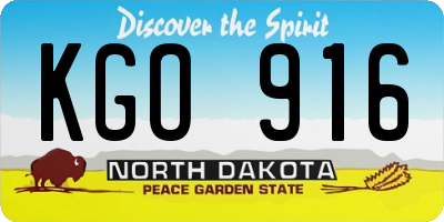 ND license plate KGO916