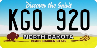 ND license plate KGO920