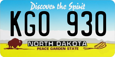 ND license plate KGO930