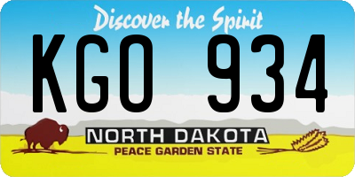 ND license plate KGO934