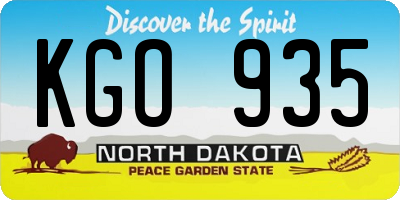 ND license plate KGO935