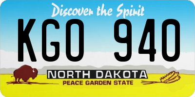 ND license plate KGO940