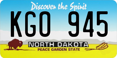ND license plate KGO945