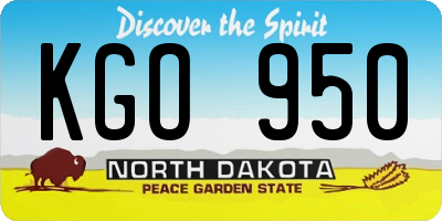 ND license plate KGO950