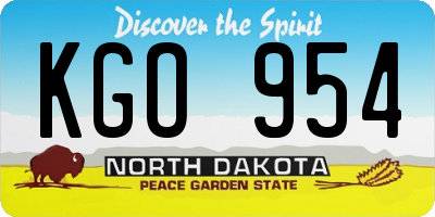 ND license plate KGO954