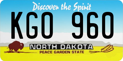 ND license plate KGO960