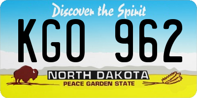 ND license plate KGO962