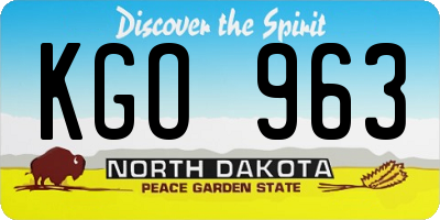ND license plate KGO963