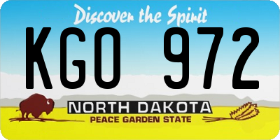 ND license plate KGO972