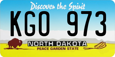 ND license plate KGO973