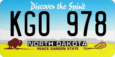 ND license plate KGO978