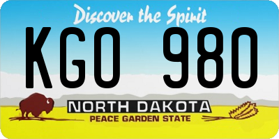 ND license plate KGO980