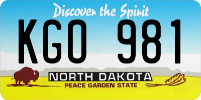 ND license plate KGO981