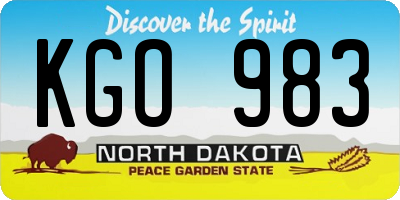 ND license plate KGO983