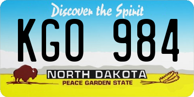 ND license plate KGO984